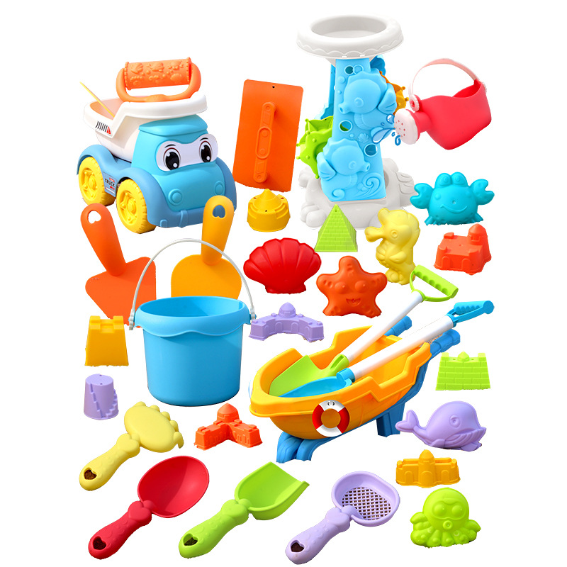 Picture of Children's Beach Toy Set, Atv, Sand Digging and Water Toys, Beach Bucket, Hourglass Shovel, Beach Sand Play Tools