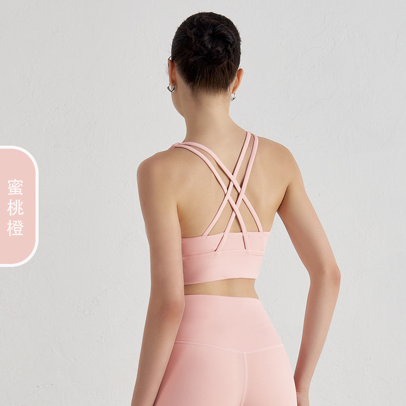 Picture of 2022 new double-sided brushed cross back sports underwear shockproof push up yoga sports bra fitness vest