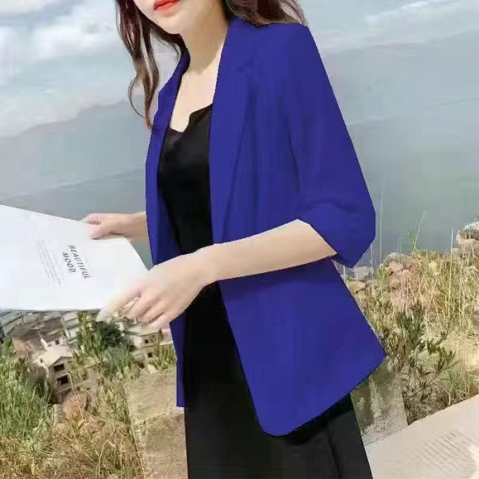 Picture of Linen Small Suit Women's Jacket Thin 2024 Summer Suit Korean Style Sun Protection Clothing Casual British Style Women's White Black