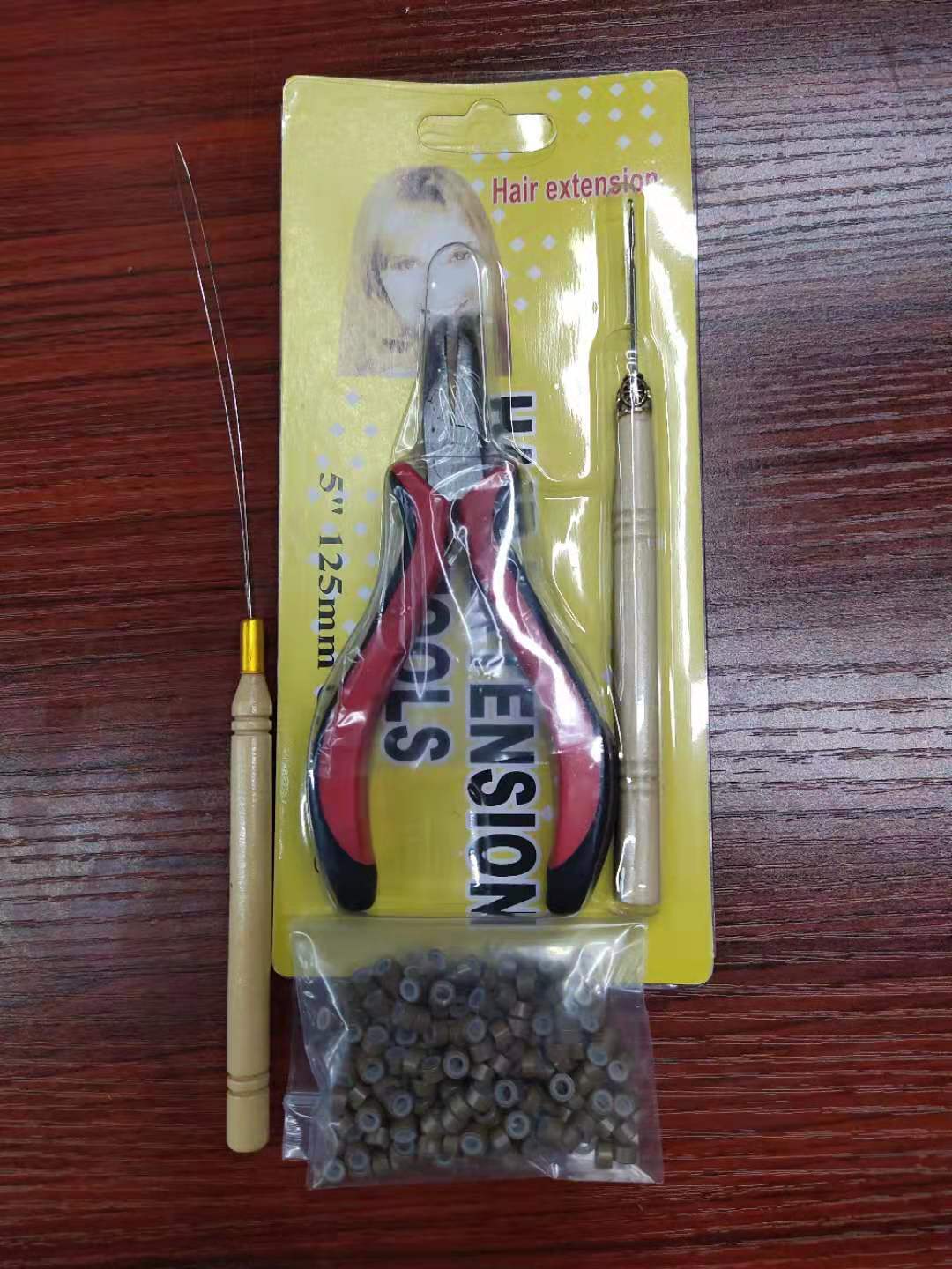 Picture of Cross-border Wig Pliers suit New Hair Extending Pliers suit Five-piece Silicone Buckle Wooden Crochet Wig Tool