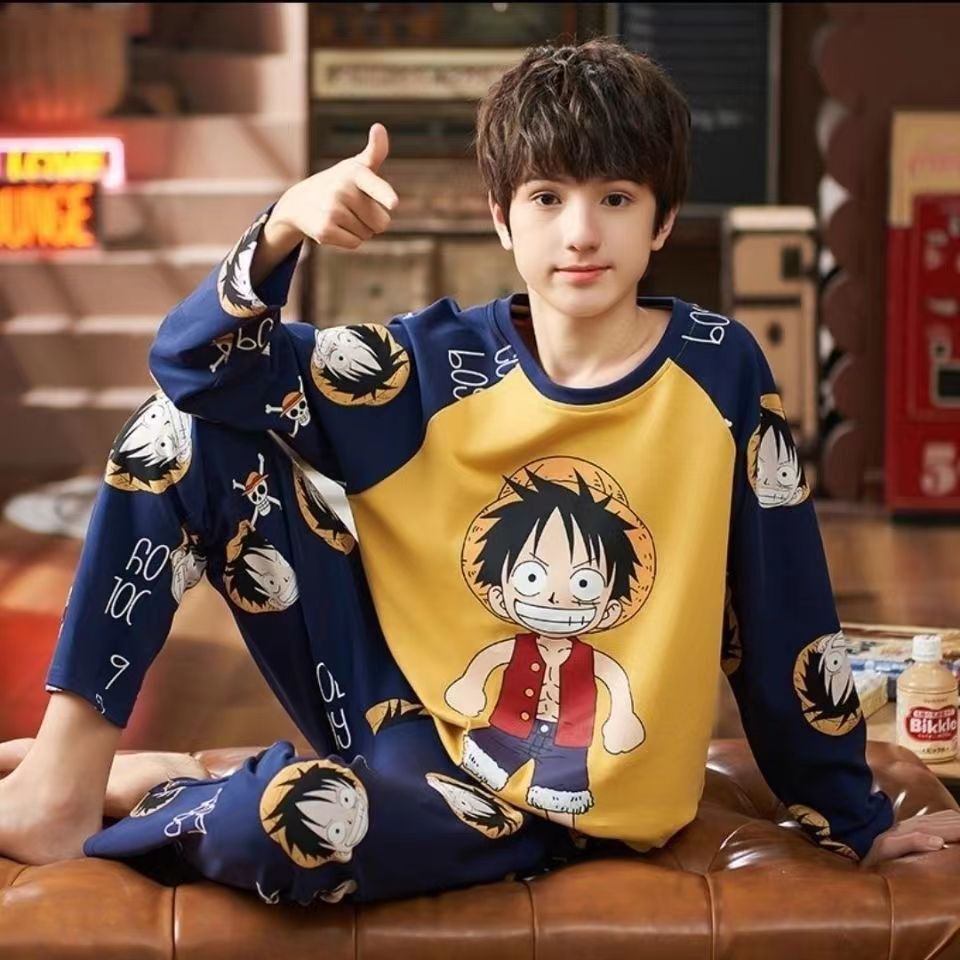 Picture of [Support delivery] Tyrannosaurus spring and autumn middle and big boys autumn clothes long pants bottoming warm outerwear pajamas