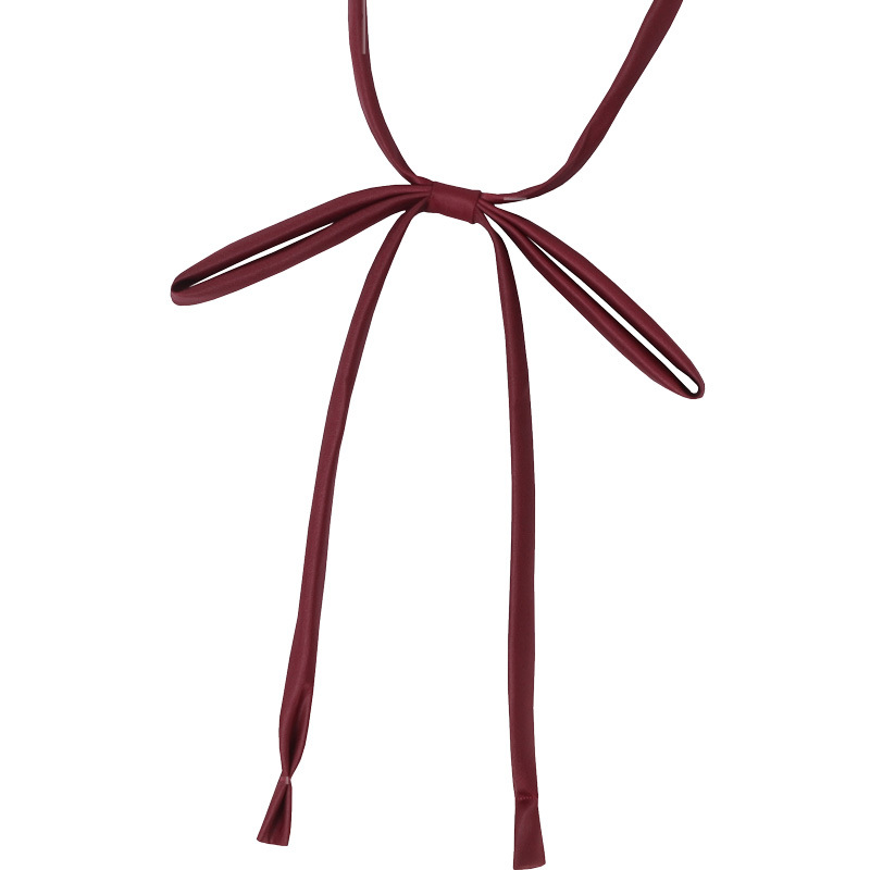 Picture of Japanese JK Bow Tie Female Lazy Tie-free wine red Student Shirt Tie Accessories Black Solid Color College Style