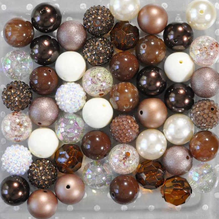 50 brown 20MM acrylic beads DIY mixed color mixed beads loose beads combination