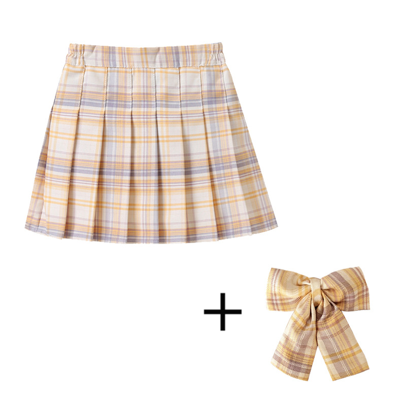 Picture of Girls' skirt children's clothing Korean style new preppy style children's short skirt class clothes plaid skirt medium and large children's pleated skirt