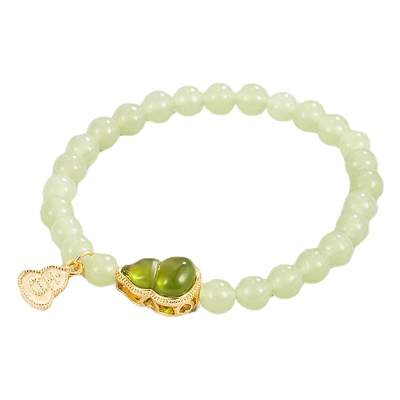Hetian jade beads handstring female ZhaoCai gold plated jade small gourd ancient style jade beads jade bracelet 2022 New