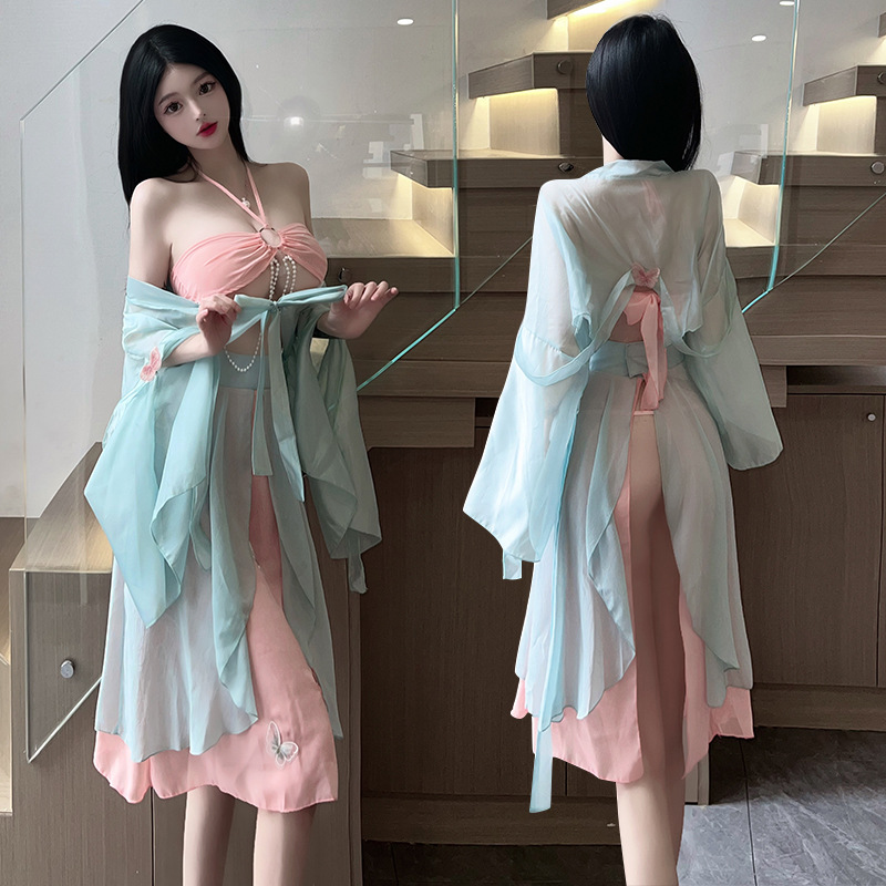 Lin linting sexy lingerie women's sexy pajamas ancient style hanfu seductive cheongsam uniform free bed suit 2864