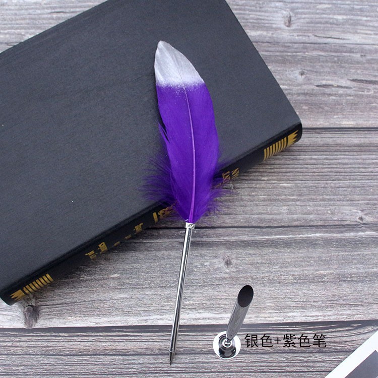 Picture of New European retro silver feather pen creative ballpoint pen wedding signature advertising pen student stationery simple package
