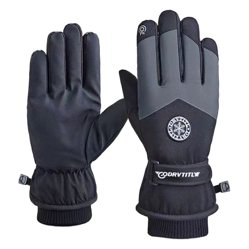 Autumn and Winter Non-Slip Ski Warm and Waterproof Couple Outdoor Cycling Touch Screen Plus Velvet Cold and Windproof Electric Vehicle Gloves