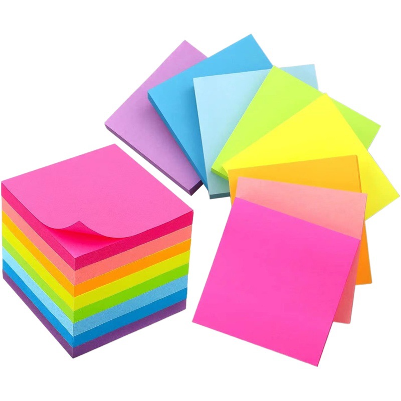 50 Fluorescent Post-it Notes Paper Color Notes Student Memo Notepad Office Supplies Notes