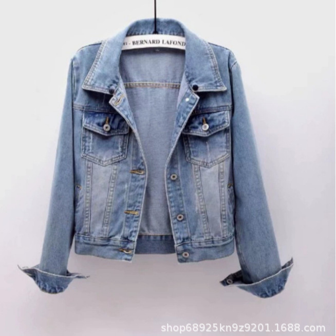 Picture of Denim Jacket for Women 2024 Spring New Korean Style Long-Sleeved Slim Hooded Short Jacket Versatile Top