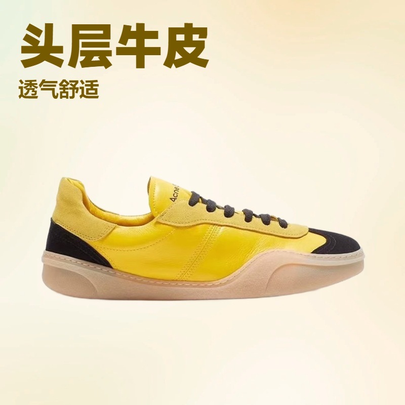 2024 New Tripod Ac Color-matching Lace-up German Training Shoes Leather Contrast Color Stars Sports Casual Shoes Women's Flat Shoes