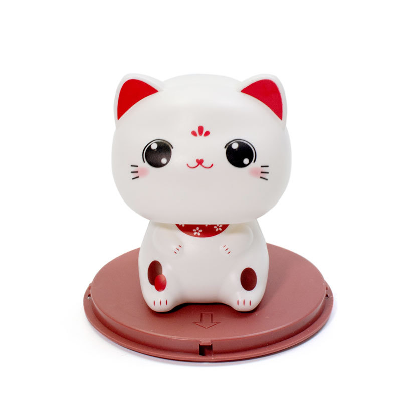 Picture of Car solar big head lucky cat creative cute Japanese home nodding cat shop front desk lucky cat ornaments