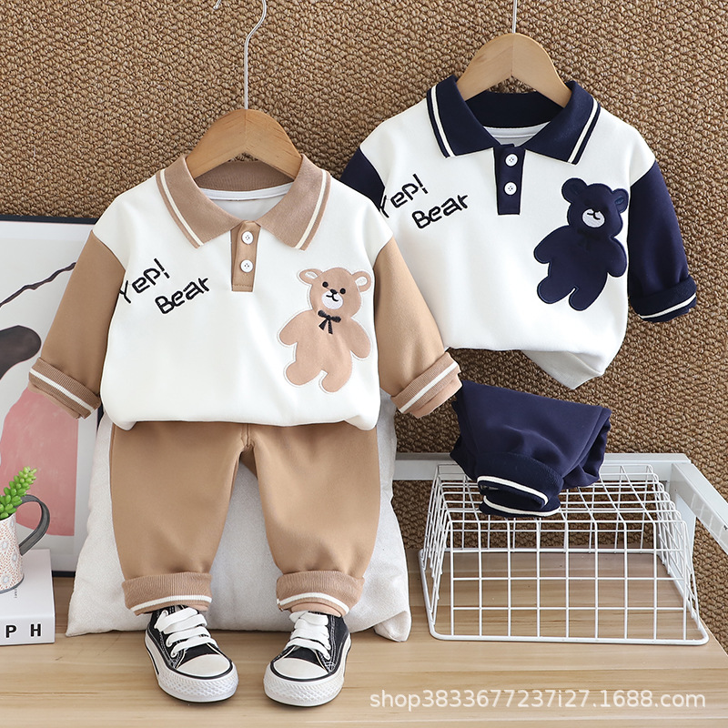 Boys' spring suit new foreign-style baby spring and autumn lapel clothing baby children's clothing two-piece wholesale