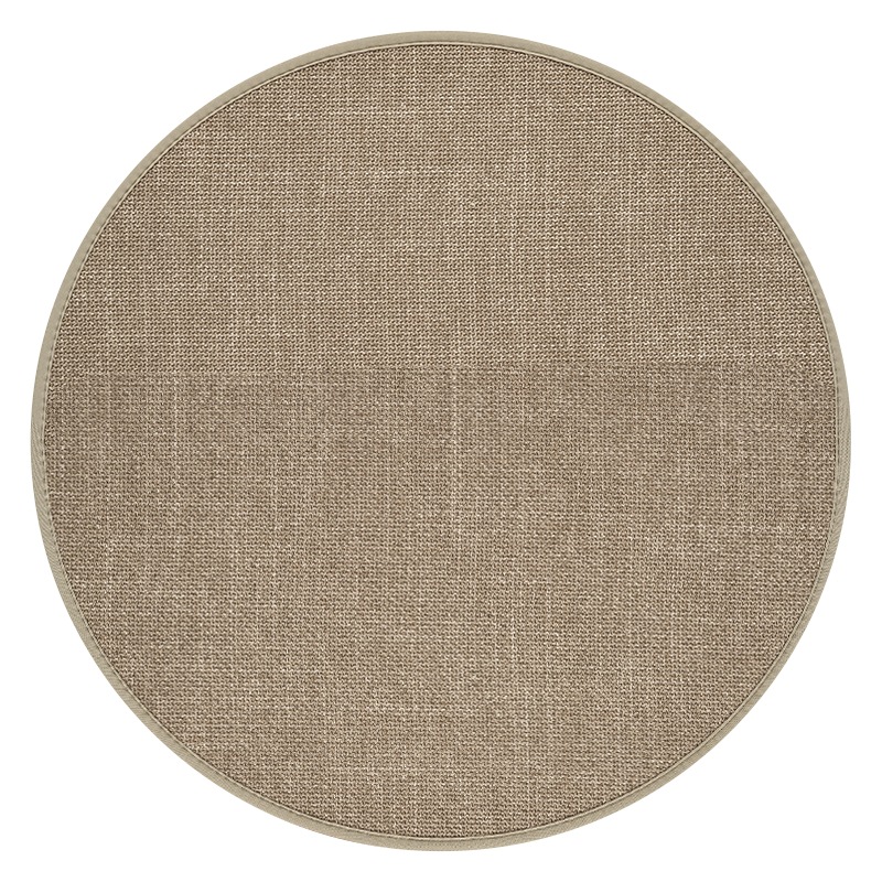 Picture of High-grade linen round living room carpet non-slip dirt-resistant dust removal mat woven pattern solid color bedroom study chair cushion