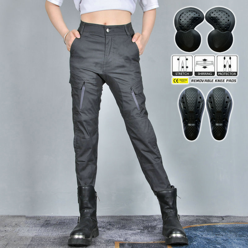 VOLERO Motorcycle Casual Cycling Pants Breathable High-Waist Female Knight Motorcycle Caule Pants Vintage Drop-Resistant Pants