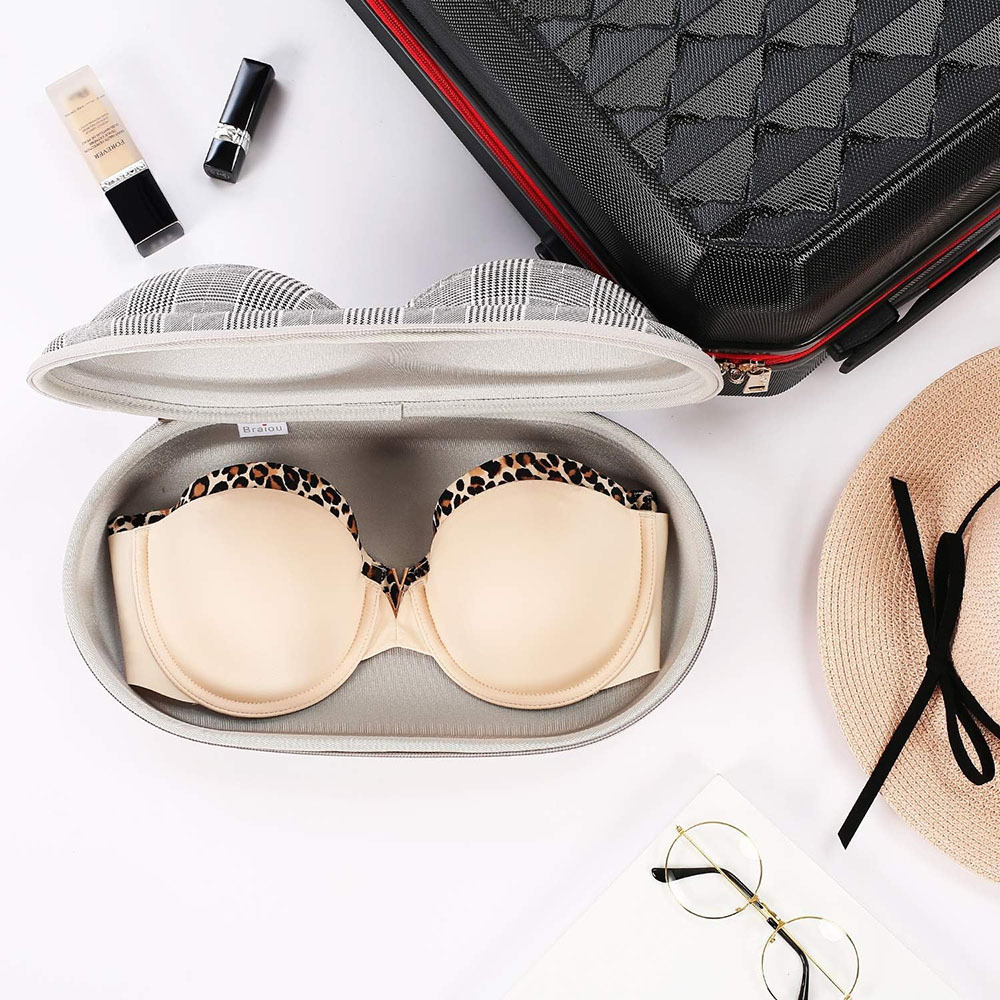 Picture of Eva Cosmetics Bag Stripesd Anti-Pressure Travel Intimates Bra Cosmetics Jewelry Bag Eva Box Can Be Customized with Logo