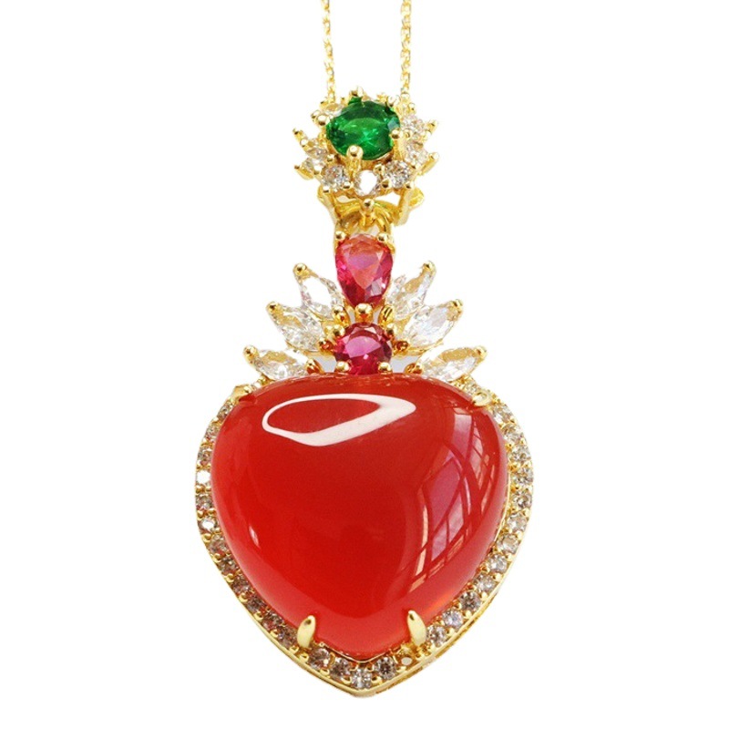 Picture of Yuyu natural red agate pendant chalcedony love necklace cross-border best selling factory wholesale generation MN2102001