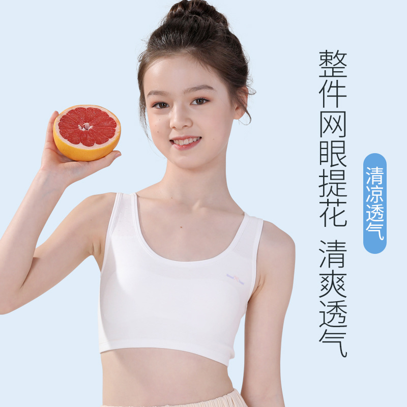 Picture of Strict Selection of Small Vest Female Students in Budding Stage of Development Junior High School Underwear Double Shoulder Strap Vest Girl Bra