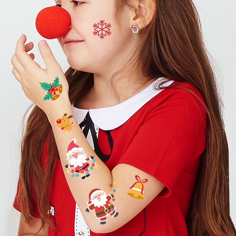 Picture of New Christmas Tattoo Sticker Children Cartoon Holiday Party Atmosphere Eco-friendly Waterproof Face Sticker Elk Tattoo Sticker
