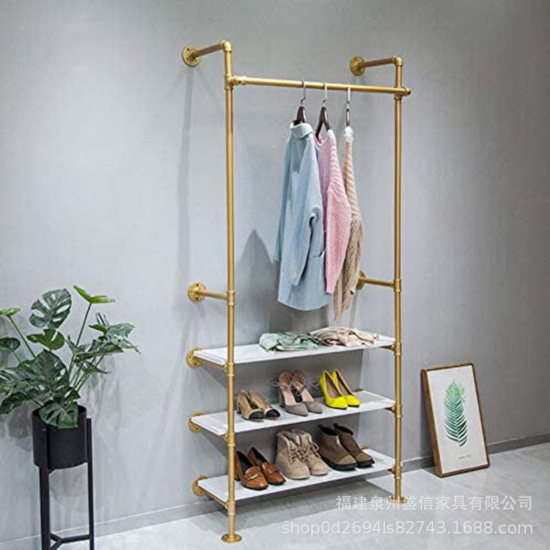 Picture of Cross-border Retro Industrial Style Clothing Water Pipe Rack Iron Clothes Hanger Old Shelf Clothing Store Wall Display Rack