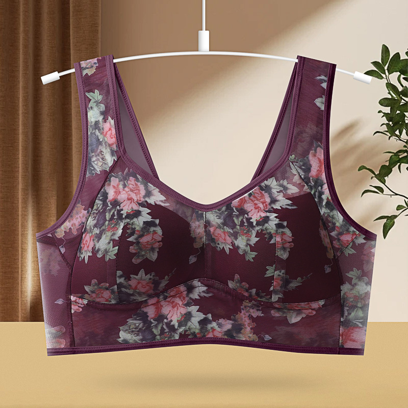 Picture of Summer Middle-aged and Elderly Mother Bra Underwear Full-size Cup Thin Mold Cup No-mark Vest Beautiful Back No-steel Rings Women's Bra