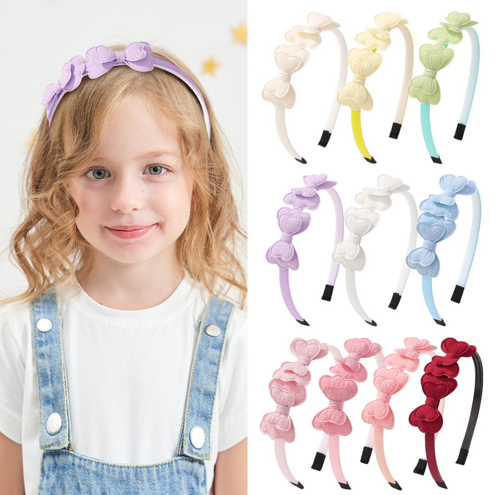 Cross-border European and American Children's Hair Accessories Three-dimensional Double Butterfly Macaron Candy Color Princess Cute Hair Band Head Band 4224