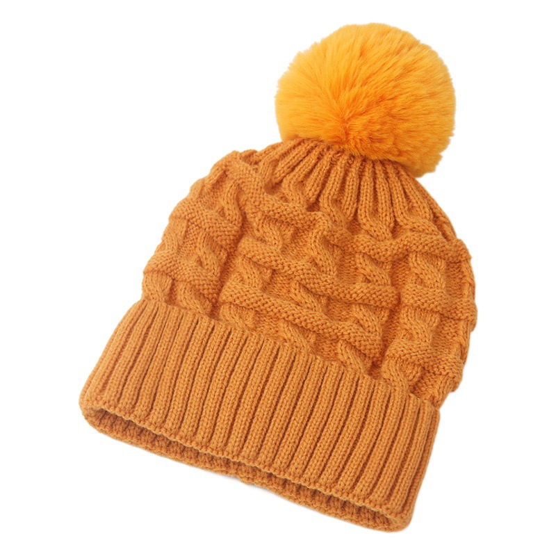 Picture of Hat Women's Korean-style new hat fur ball thickened thick wool knitted hat autumn and winter warm earmuffs hat student fleece-lined