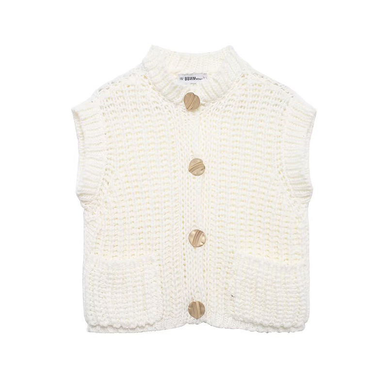 Picture of 2024 Autumn New European and American Cross-border Women's Street Style Fashion brown Vest Thick Needle Knitted Vest Vest