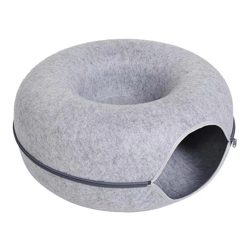 Picture of Removable felt board cat nest universal zipper tunnel summer donut cat sleeping wholesale felt toy