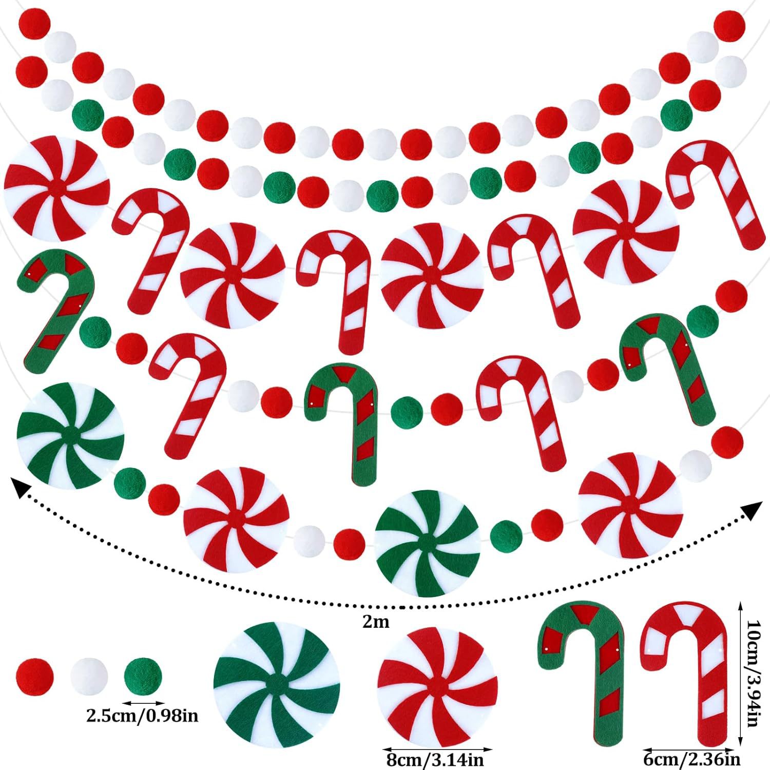 Cross-Border Amazon Holiday Felt Ball Garland Candy Pom Decoration Hanging Thickened Banner Garland Ready for Christmas