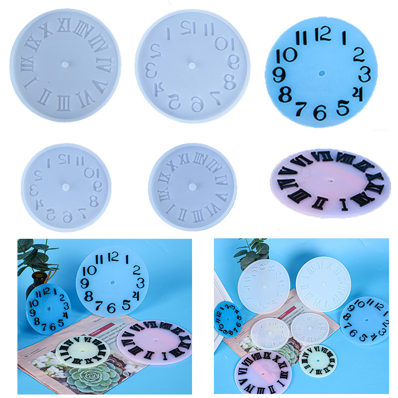 Glory Dripping Mould Digital English Clock Ornaments Silicone Mould Mirror for Amazon