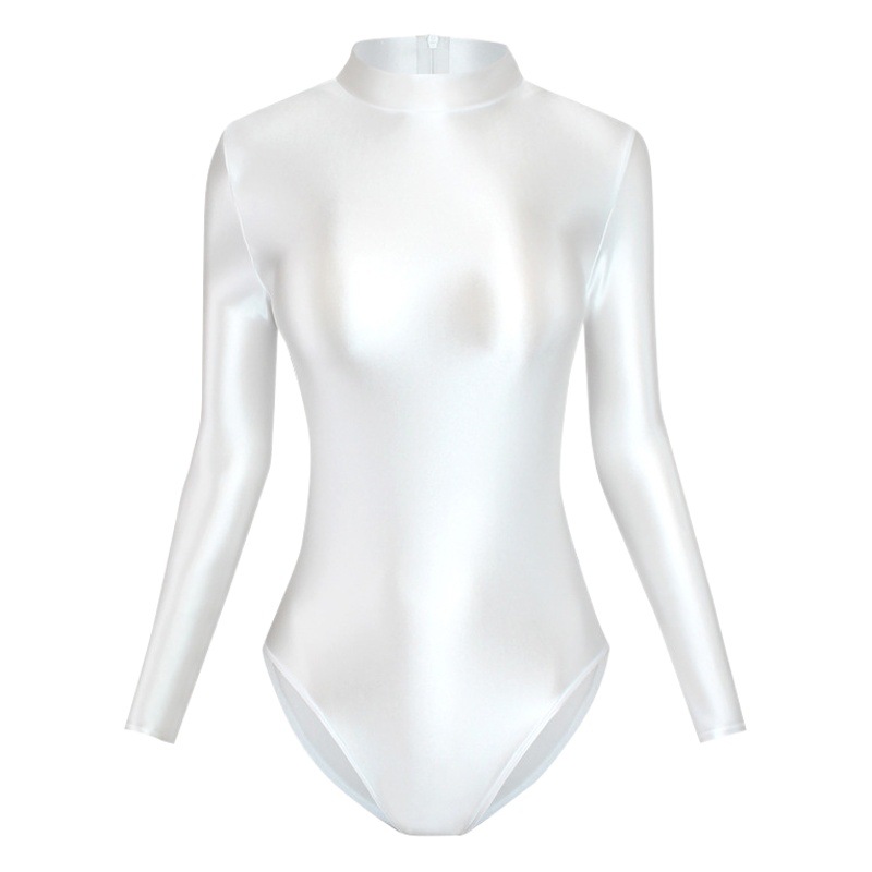 Art Gymnastics Suit Tight Ballet Dance Suit Silky Glossy High Fork Swimsuit Women's Solid Color Base T-shirt