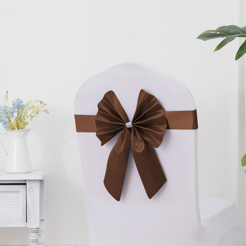 Picture of Chair Back Flower Bow Stretch Free Wedding Wedding Banquet Hotel Hotel Chair Cover Decoration Diswashable Ribbon Ribbon