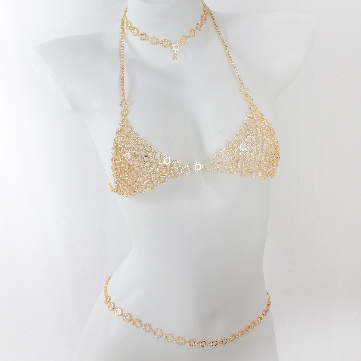 Picture of Cross-border New Accessories Luxury Flash Diamond Fashion Show Party European and American Sexy Exaggerated Bikini Body Chain suit
