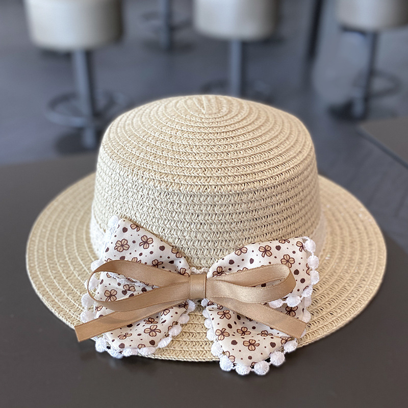 Picture of Children's Sunscreen Hat Summer Girl's Sunshade Straw Hat Bag suit Girl Baby Girl Western-style Lace Princess Beach Hat