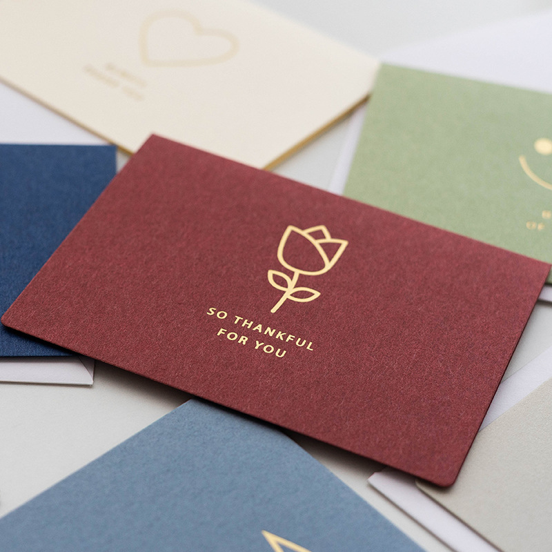 6 1 set of Senyu leaf gilding creative birthday card simple holiday blessing card thank you graduation message small card