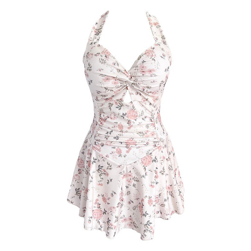 Women's one-piece swimsuit for hot spring girls high-grade sexy pure wind chubby girl belly covering meat slim 2023 summer new