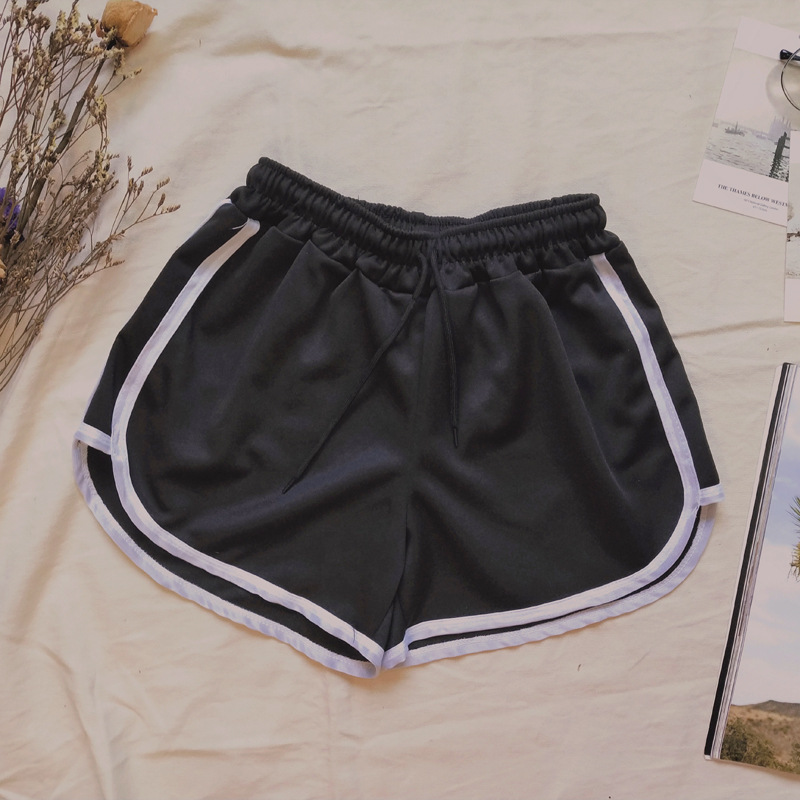 Picture of Korean Summer New High Waist Slimming Elastic Waist Lace-up Contrast Edge Solid Color Fresh Casual Shorts Hot Pants Women's Trendy