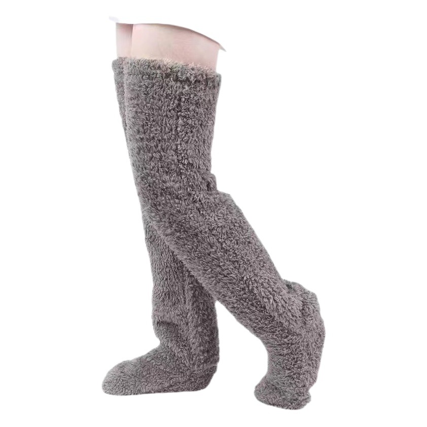 2023 autumn and winter cross-border Amazon independent station teddy bear floor socks long tube sleep socks knee pad warm high socks