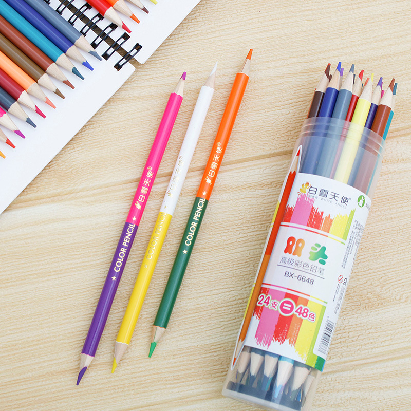 Drawing color pen double head color pencil two sharpened color lead 24 color 36 color 48 pencil personalized stationery double color core
