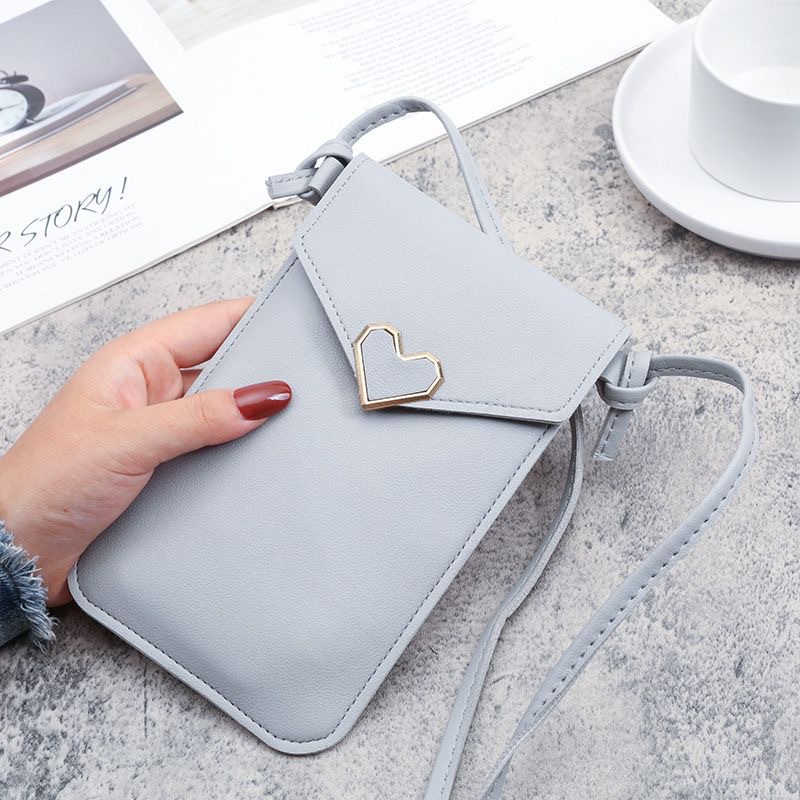 Picture of 2023 New Student Mini Crossbody Women's Bag Women's Heart-shaped Decorative Transparent Touch Screen Simple Retro Mobile Phone Bag