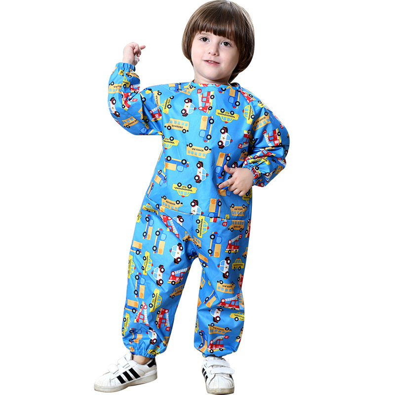 Cross-border supply of goods full of conjoined children's overalls for boys and girls baby overalls waterproof painting clothes playing sand clothes anti-dressing