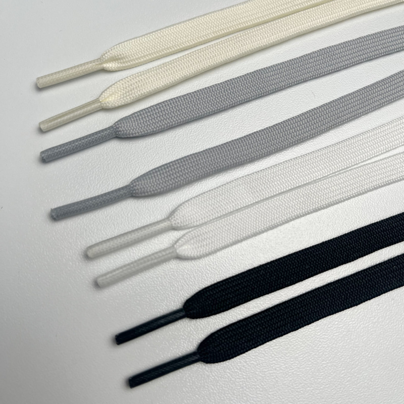 8mm hollow double flat shoelaces fit casual shoes sneaker black and white fine lines flat shoelaces