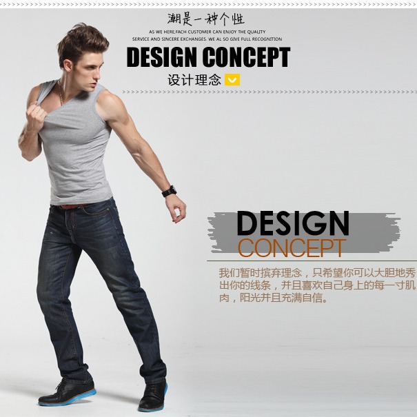 Picture of New men's wide shoulder cotton vest sleeveless breathable fitness sports stretch waistcoat men's breathable jacket wholesale