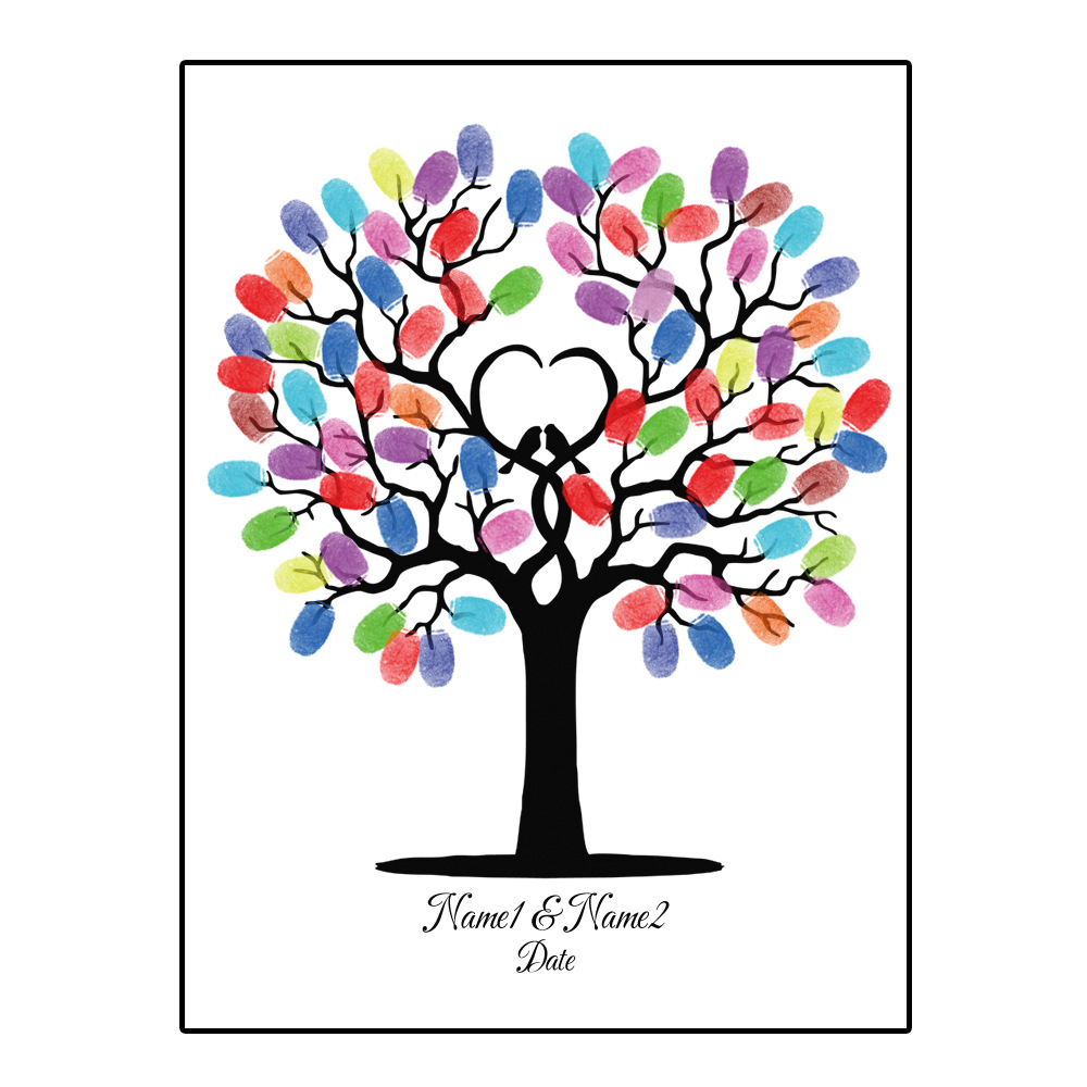 Custom Name Date European Wedding Fingerprint Fingerprint DIY Sign-in Tree HK063
