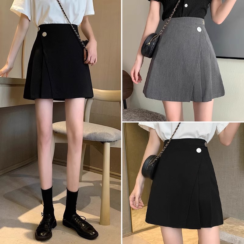 High Waist Slim Black Suit Skirt Women's 2024 Summer New Casual Fashion All-match A- line Hip Skirt