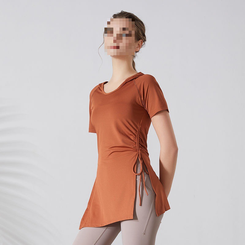 Yoga Top Short-sleeved Mid-length Quick-drying Shirt for Covering Hip Running Fitness Suit Slim-fit Slimming Sports Blouse for Women in Summer