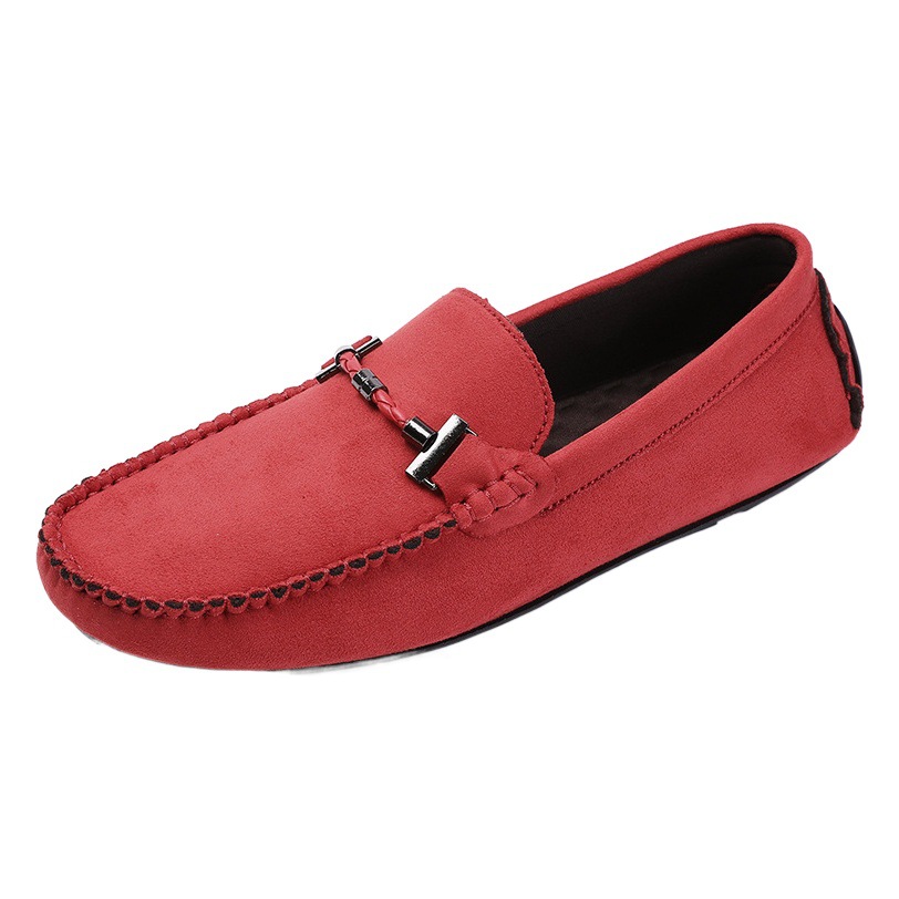 2025 Four Seasons Men's Shoes Korean Style Trendy Casual Slip-On Soft Sole Suede Loafers Flat No-Lace Shoes