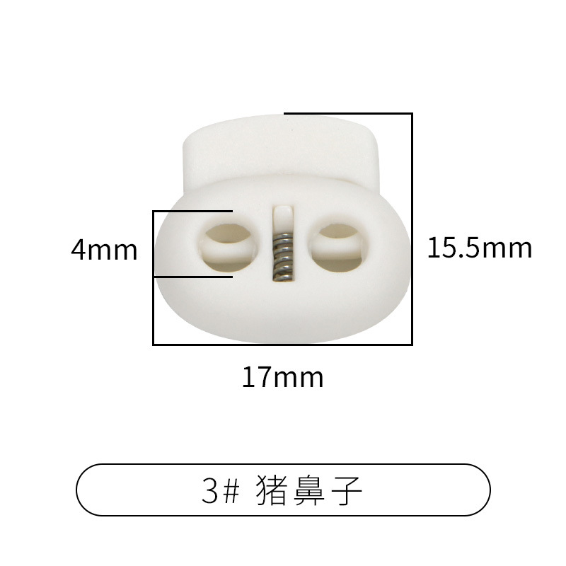 Picture of Manufacturer Plastic Adjustable Elastic Belt Spring Buckle with Rope Pig Nose Buckle Single and Double Holes Round Black Transparent Drawstring Buckle