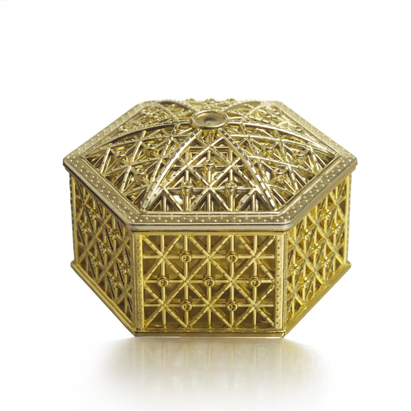 Picture of Western style hollow hexagonal personalized wedding candy box gold-plated box creative candy box wedding supplies wholesale
